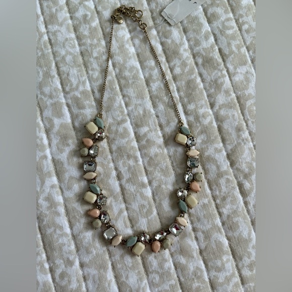 J. Crew Pastel Brulee Mixed Crystal Stone Petal Cluster Necklace - Picture 10 of 12